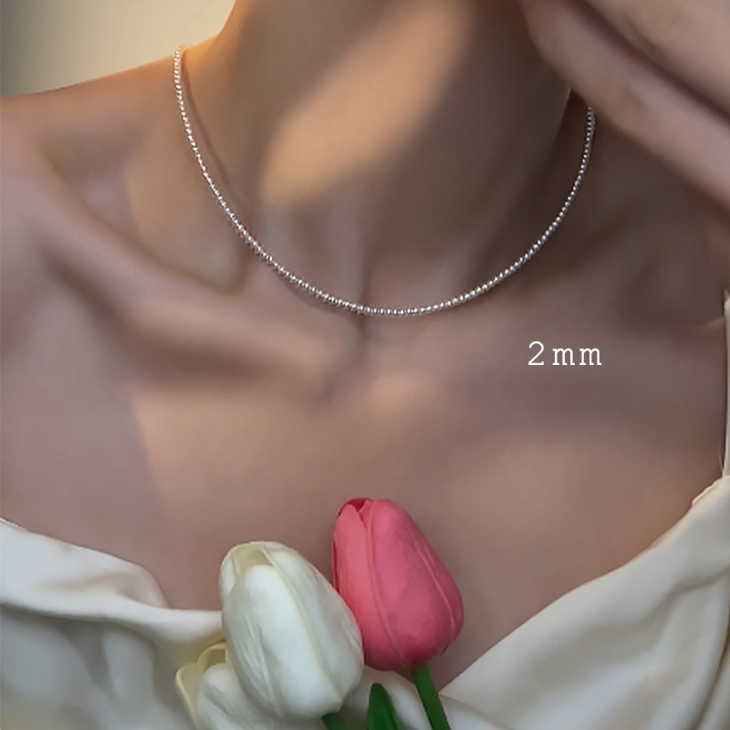 Classic White Pearl Necklace with Sterling Silver Clasp